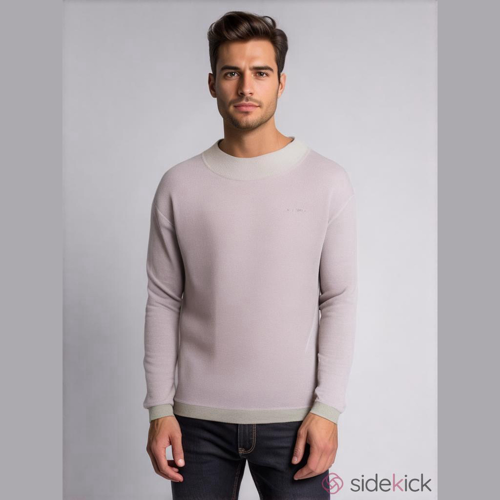 Jean Pierre Big & Tall Gray Purple Striped Mock Sweatshirt XXL